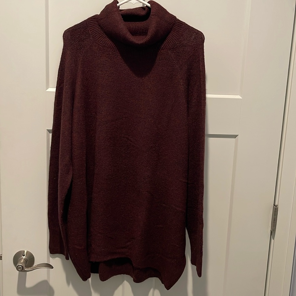 Deep wine turtle neck sweater. Size large.